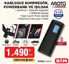 MOTO WARE KABLOSUZ KOMPRESÖR POWERBANK VE IŞILDAK